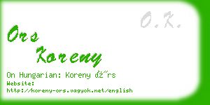 ors koreny business card